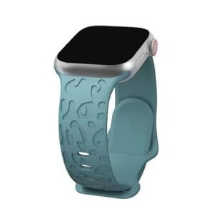 BRAND NEW WITH TAGS Teal Leopard Engraved Silicone Apple Watch Band